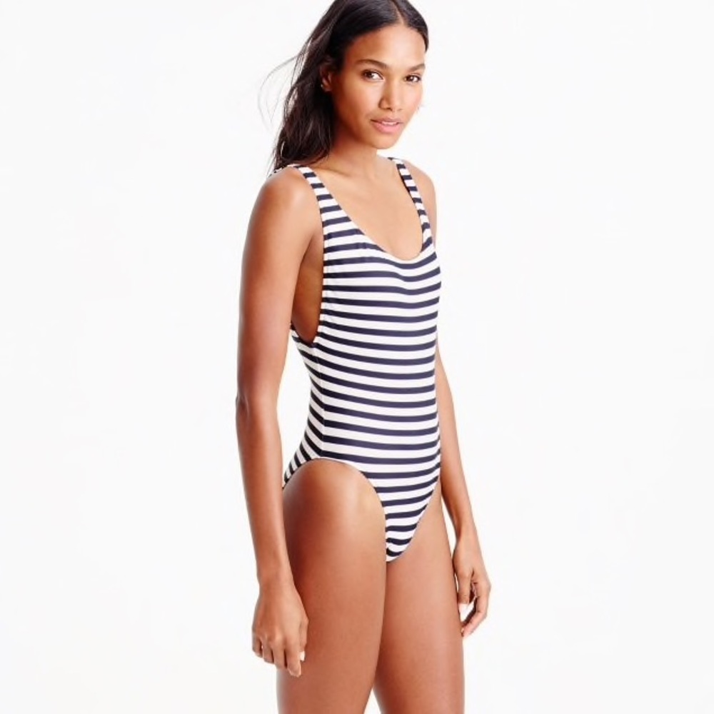 J. Crew plunging scoopback swimsuit (Navy)